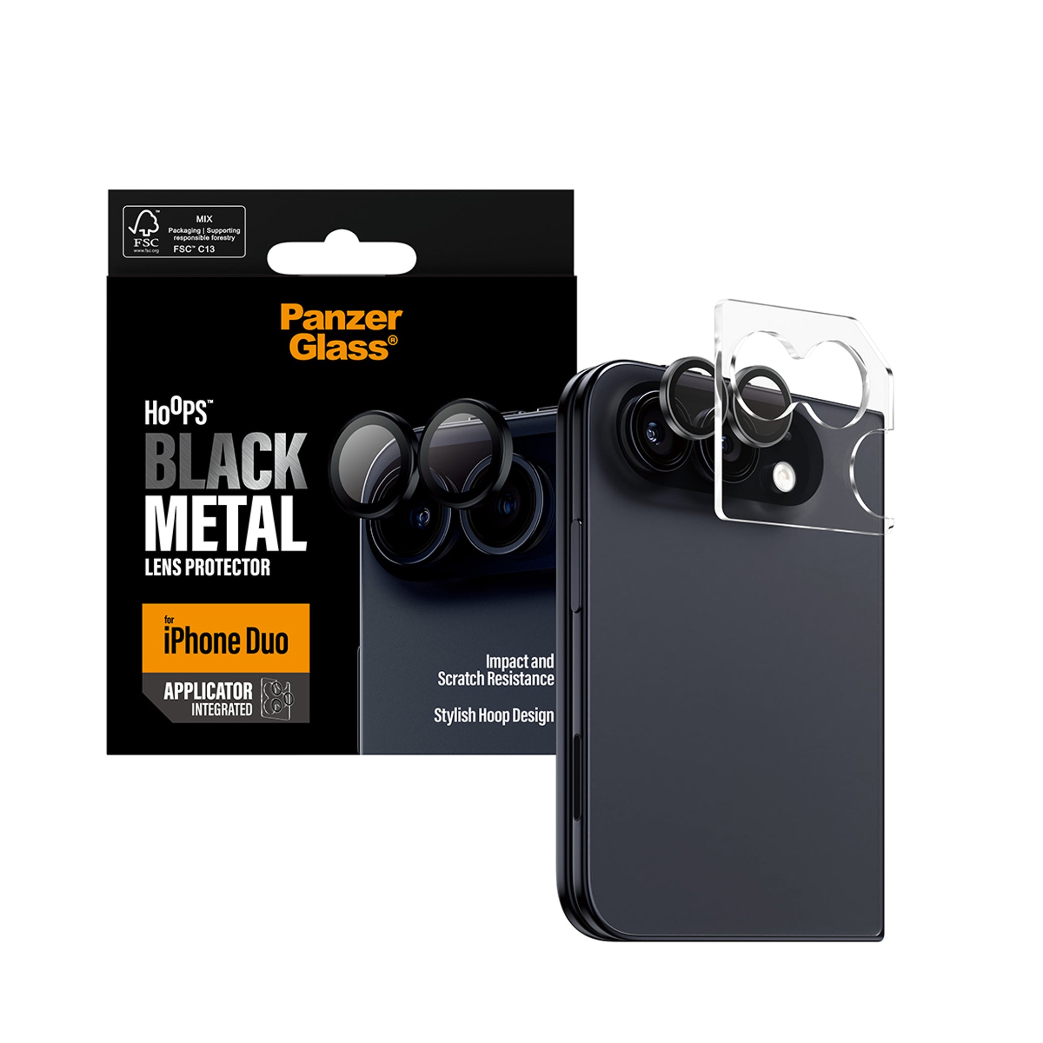 PanzerGlass® Hoops® Camera Lens Protector Black iPhone Duo